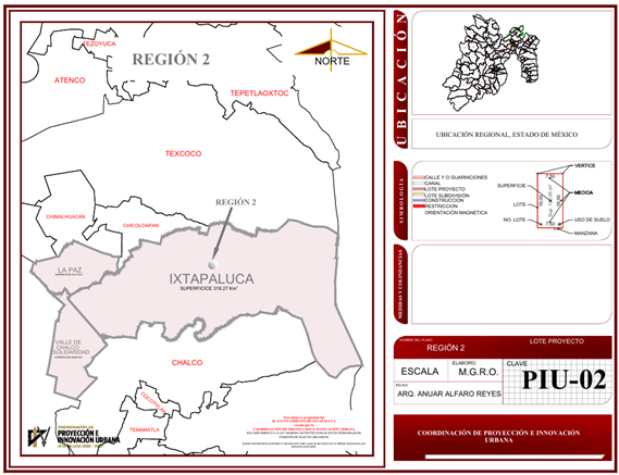 Mapa 2. Municipios integrantes de la Región 2 Ixtapaluca.