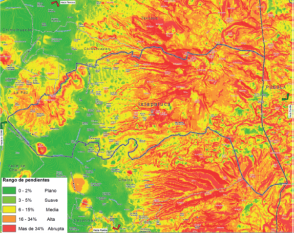 Rango de pendientes de Ixtapaluca